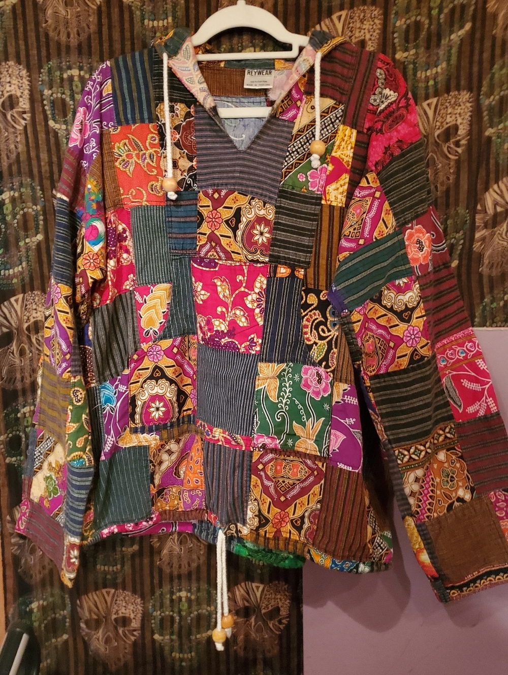 Boho Vintage Multicolor Patchwork Hoodie~β‘ - Picture 10 of 15